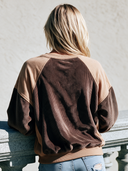 Women's Retro Casual Corduroy And Faux Suede Panel Pullover Sweatshirt ZMZ2453I2ZJY