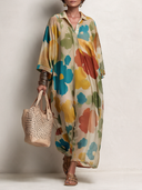 Women's Resort Chiffon Floral Print Lapel Maxi Dress ZMZ2478I5XT