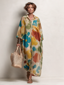Women's Resort Chiffon Floral Print Lapel Maxi Dress ZMZ2478I5XT