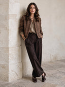 Women's Vintage Brown Tweed Button-Front Jacket ZMZ2498I8SWL