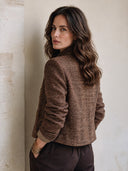 Women's Vintage Brown Tweed Button-Front Jacket ZMZ2498I8SWL