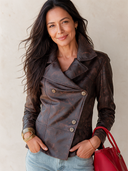 Women's Vintage Casual Faux PU Single-Breasted Lapel Long-Sleeve Jacket ZMZ2430I4ZJY