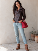 Women's Vintage Casual Faux PU Single-Breasted Lapel Long-Sleeve Jacket ZMZ2430I4ZJY