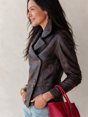 Women's Vintage Casual Faux PU Single-Breasted Lapel Long-Sleeve Jacket ZMZ2430I4ZJY