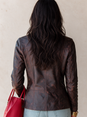 Women's Vintage Casual Faux PU Single-Breasted Lapel Long-Sleeve Jacket ZMZ2430I4ZJY