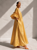 Women's Formal Vintage Elegant Round-Neck Ruffled Flared-Sleeve Maxi Dress ZMZ2413I3ZYY
