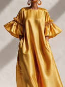Women's Formal Vintage Elegant Round-Neck Ruffled Flared-Sleeve Maxi Dress ZMZ2413I3ZYY