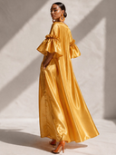 Women's Formal Vintage Elegant Round-Neck Ruffled Flared-Sleeve Maxi Dress ZMZ2413I3ZYY