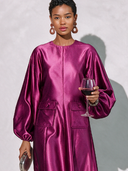 Women's Formal Vintage Elegant Round-Neck Lantern-Sleeve Midi Dress ZMZ2469I1ZYY