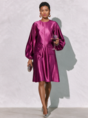 Women's Formal Vintage Elegant Round-Neck Lantern-Sleeve Midi Dress ZMZ2469I1ZYY