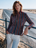 Women's American Retro Casual Stand-Collar Zip-Up Printed Velour Jacket ZMZ2425I7ZYY