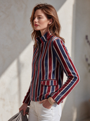 Women's American Retro Casual Stand-Collar Zip-Up Printed Velour Jacket ZMZ2425I7ZYY