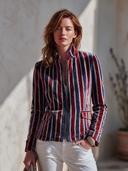 Women's American Retro Casual Stand-Collar Zip-Up Printed Velour Jacket ZMZ2425I7ZYY