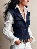 Women's Vintage Casual Denim Fringe Vest ZMZ2442I8ZJY