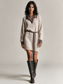 Women's Retro Casual Color-Block Collar Tie-Neck Knit Mini Dress ZMZ2443I4XT
