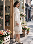 Women's Solid Color Turtleneck Long Sleeve Knit Midi Dress ZMZ2484I4XT