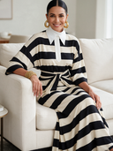 Women's Casual Vacation Striped Waist Tie Fishtail Maxi Dress ZMZ2450I4XT