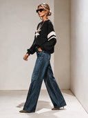 Women's French-style Relaxed Star Pattern Loose Sweater ZMZ2848I4XT