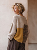 Women's Retro Color-Block Knit Pullover Sweater ZMZ2866I4SWL