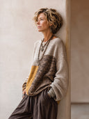 Women's Retro Color-Block Knit Pullover Sweater ZMZ2866I4SWL