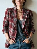 Women's Casual Vintage Plaid Faux-Wool Two-Button Blazer ZMZ2888I6SWL