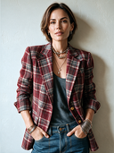 Women's Casual Vintage Plaid Faux-Wool Two-Button Blazer ZMZ2888I6SWL