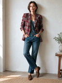 Women's Casual Vintage Plaid Faux-Wool Two-Button Blazer ZMZ2888I6SWL