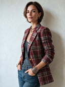 Women's Casual Vintage Plaid Faux-Wool Two-Button Blazer ZMZ2888I6SWL