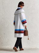 Women's Casual Loose Striped Trim Knit Mid-Length Cardigan Coat ZMZ2470I1XT