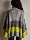 Women's Casual High-neck Loose Color-blocked Bell Sleeve Sweater ZMZ2449I0XT