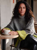 Women's Casual High-neck Loose Color-blocked Bell Sleeve Sweater ZMZ2449I0XT