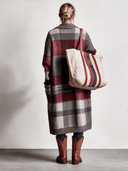 Women's Street Style Casual Striped Retro Turn-Down Collar Long Knitted Coat ZMZ2825I1XT