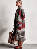Women's Street Style Casual Striped Retro Turn-Down Collar Long Knitted Coat ZMZ2825I1XT