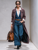 Women's Retro Casual Plaid Lapel Long Coat ZMZ2895I7XT