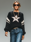 Women's French-style Relaxed Star Pattern Loose Sweater ZMZ2848I4XT