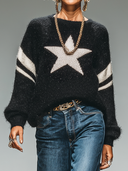 Women's French-style Relaxed Star Pattern Loose Sweater ZMZ2848I4XT