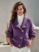 Women's Vintage-Style Elegant Knit Cardigan With Lapel, Asymmetric Placket, And Single-Breasted Closure ZMZ2886I6ZYY