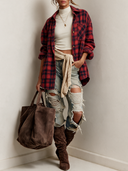 Women's Casual Plaid Collared Long-sleeved Shirt ZMZ2985I9XT