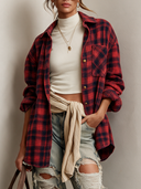 Women's Casual Plaid Collared Long-sleeved Shirt ZMZ2985I9XT