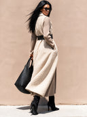 Women's Retro Casual Solid Color Warm Plush Collar Sleeveless Long Coat Vest ZMZ2902I0ZJY