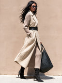 Women's Retro Casual Solid Color Warm Plush Collar Sleeveless Long Coat Vest ZMZ2902I0ZJY