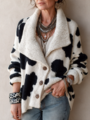 Women's Vintage Casual Color-Block Western-Style Loose Cow-Print Button-Up Knit Cardigan ZMZ3007I3ZJY