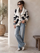 Women's Vintage Casual Color-Block Western-Style Loose Cow-Print Button-Up Knit Cardigan ZMZ3007I3ZJY