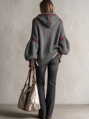 Women's Casual Color-blocked Knit Hooded Zip-up Jacket ZMZ3008I3XT