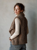 Women's Stylish Khaki Faux Fur Lapel Vest ZMZ3028I7SWL