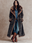 Women's Retro Casual Double-Breasted Faux Wool Lapel Long Coat ZMZ3001I2XT