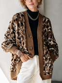Women's Stylish Leopard Pattern Button-Front Knit Cardigan ZMZ3087I7SWL