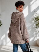 Women's Classic Casual V-Neck Hood And Lantern Sleeves Loose Sweater ZMZ2915I8ZYY
