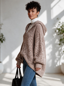Women's Classic Casual V-Neck Hood And Lantern Sleeves Loose Sweater ZMZ2915I8ZYY