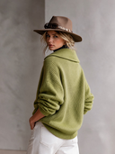 Women's Classic American-Style Casual V-Neck Long-Sleeve Loose Sweater ZMZ3061I9ZYY